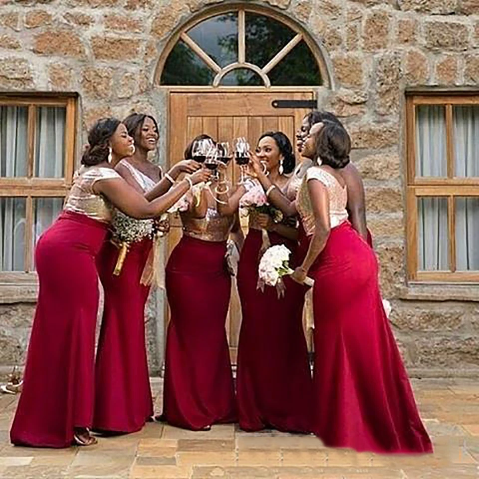 

New Trumpet Mermaid Sequins Gown Bridesmaid Dresses Formal Dresses Backless Prom Party Gown Elastic Satin