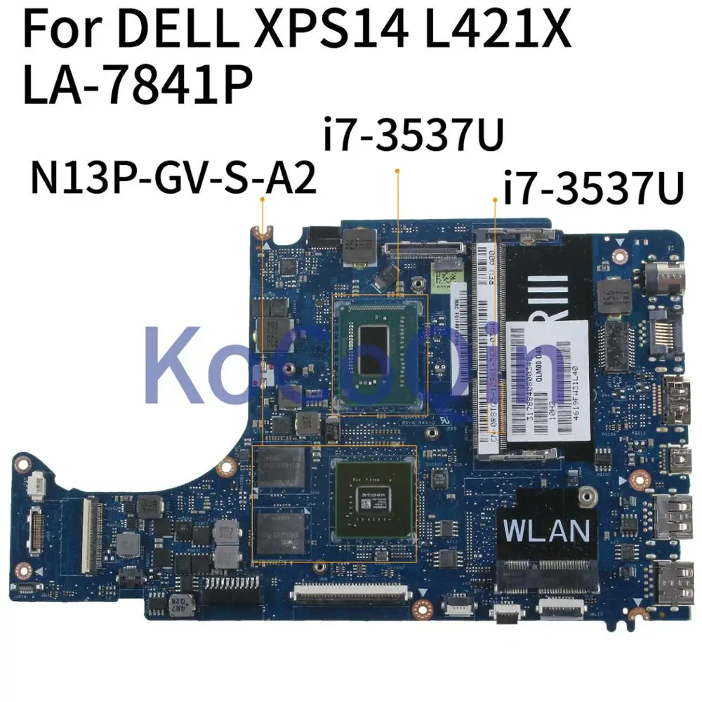 

KoCoQin laptop Motherboard For DELL XPS14 L421X I7-3537U GT630M Mainboard CN-0R8TG5 0R8TG5 LA-7841P SR0XG N13P-GV-S-A2