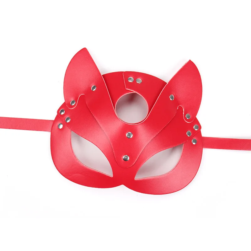 Female Sexy Cat Masks Fetish Wear Erotic Collar BDSM Leather Masks Adjustable Leather Harness Leash Goth Erotic Costumes Cosplay