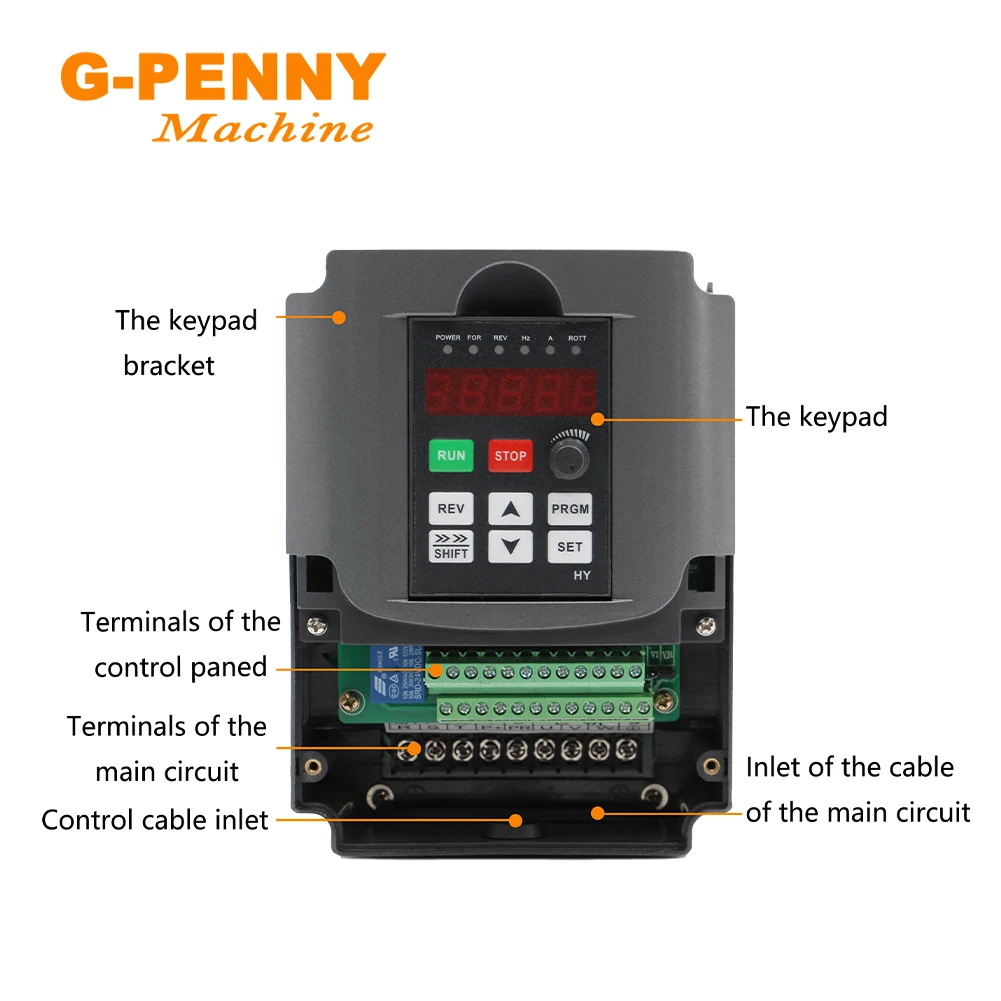 3.0KW HUANYANG 220v  Inverter CNC Spindle motor speed control  Variable Frequency Drive 0-400Hz 3P output 1HP or 3HP Input