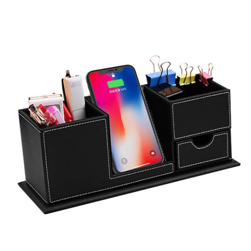 Stylo de bureau De Support De Rangement Chargeur Sans Fil Support de Bureau Organisateur de Station De Recharge Sans Fil pour iPhone 11 Pro X XS