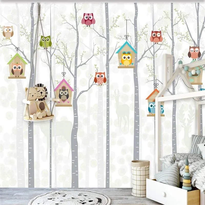 

Milofi custom 3D printing wallpaper mural cartoon owl children's room bedroom living room background wall