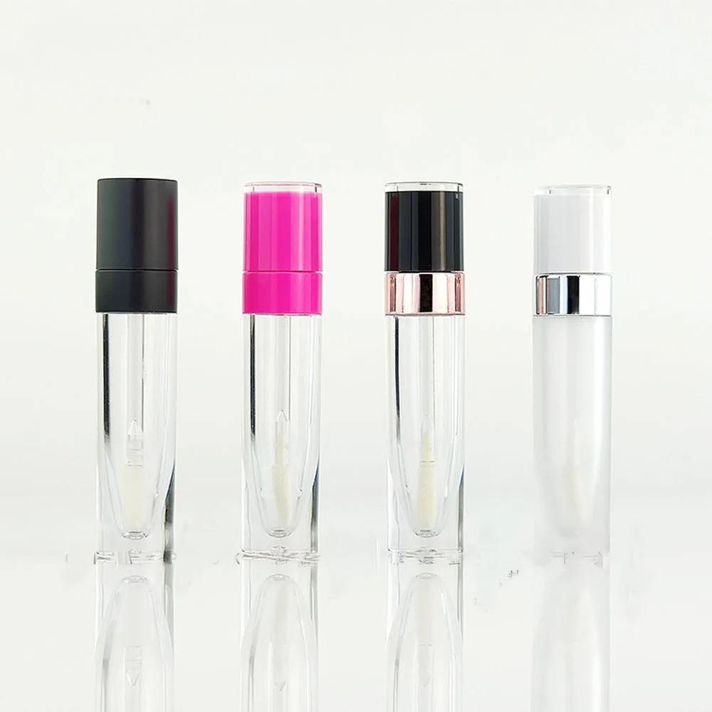 5ML 10pcs Empty Clear Lip Gloss Bottle,Rose gold collar DIY Plastic Lipstick Tube,Professional Beauty Makeup Tools