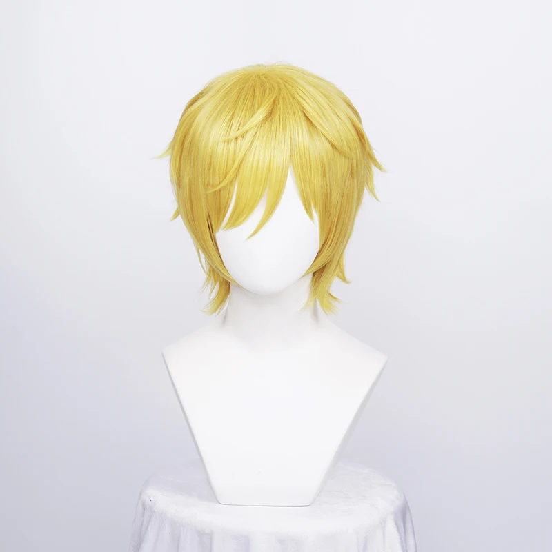 Anime One Piece Cosplay Wigs Sanji Wig Short Straight Golden Heat Resistant Synthetic Hair + Wig Cap