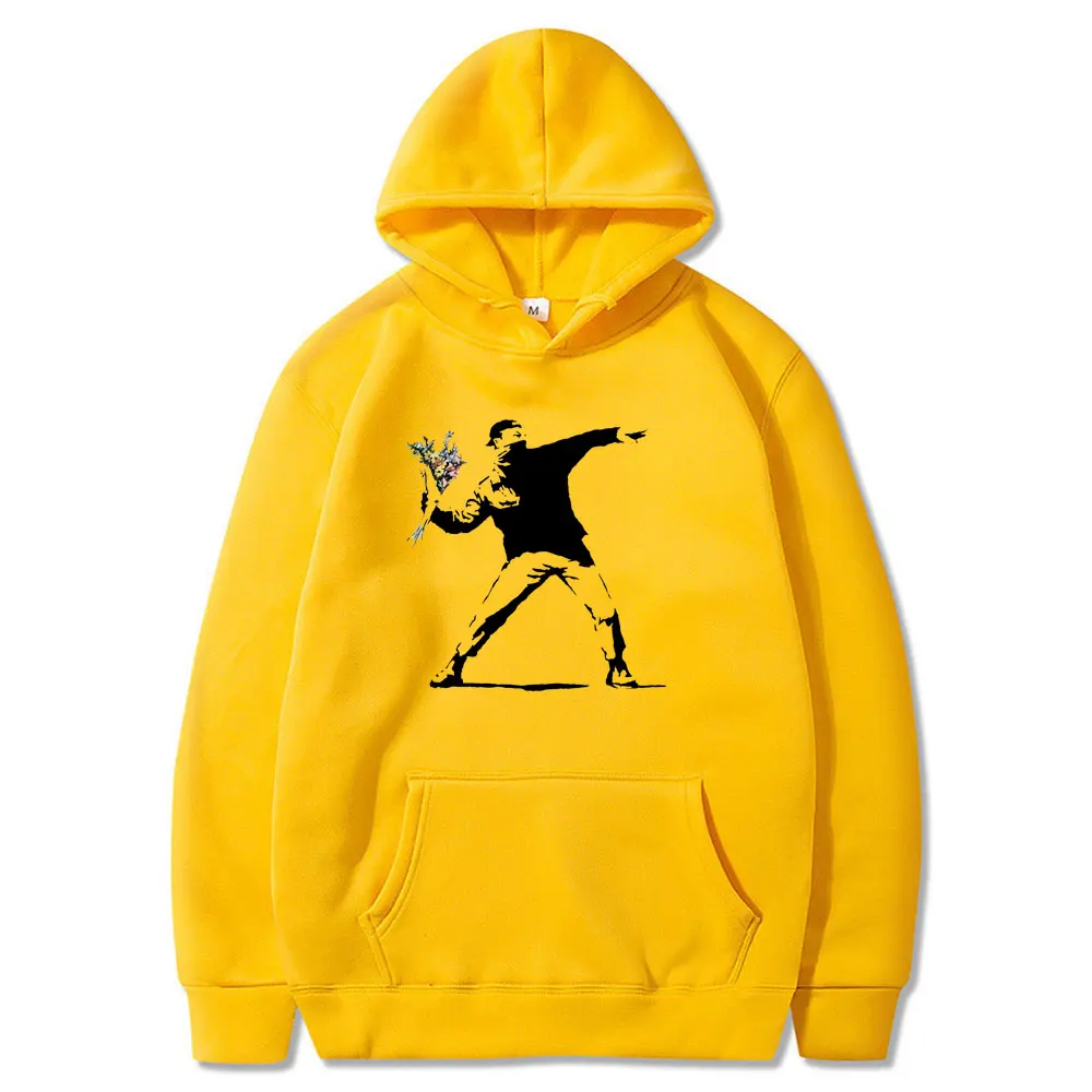 Grappige Mannen Bloem Thrower Banksy Panda Guns Urban Art Hoodies Vrouwen Unisex Hoodies Sweatshirt Hipster Harajuku Retro Hooded Hoody