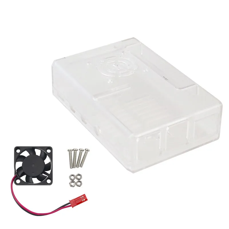 ABS-Gehäuse für Raspberry Pi 4, Modell B, schwarze transparente Kunststoffschale, abnehmbare GPIO-Abdeckung mit Lüfter für Raspberry Pi 4B