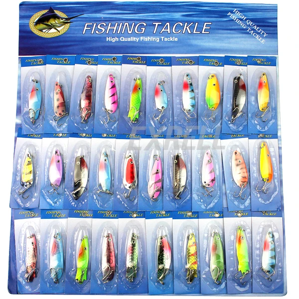 Free shipping Lot 30pcs Spinner Spoon Metal Lure Iscas Artificial Bait Fishing Lure Kit Spinner Bait Crankbait Fly Fishing