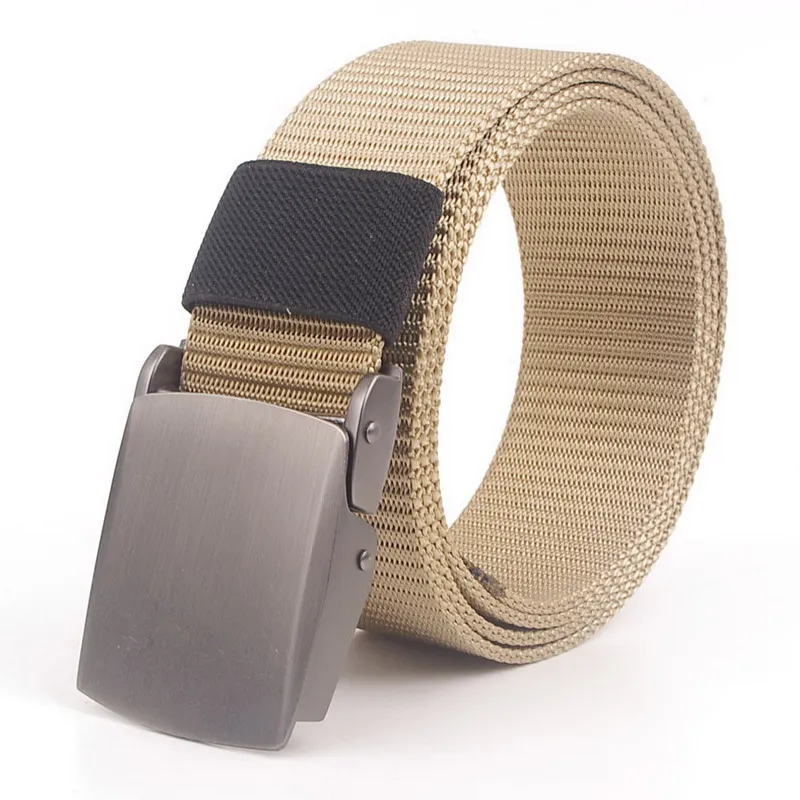 Concise Mens Metal Slide Buckle Waist Belts Breathable Nylon Army Military Unisex Jeans Accessories Outdoor Leisure Summer Strap