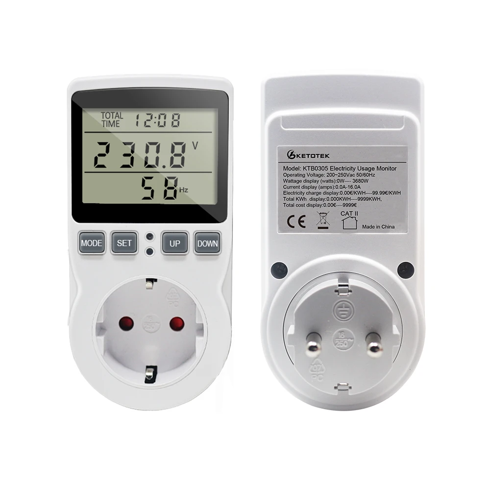 Digital Timer Socket Power Meter Electronic Power Volt Wattmeter Socket Wattage Analyzer Measuring Outlet Energy Meter EU Plug