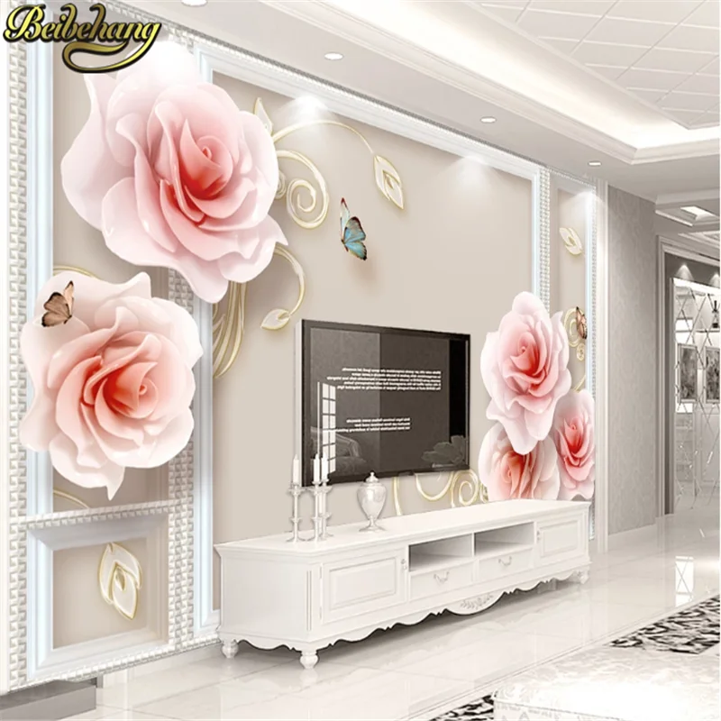 beibehang papel de parede 3d photo living room Golden jewelry flowers TV background wall paper bedroom wallpaper large murals