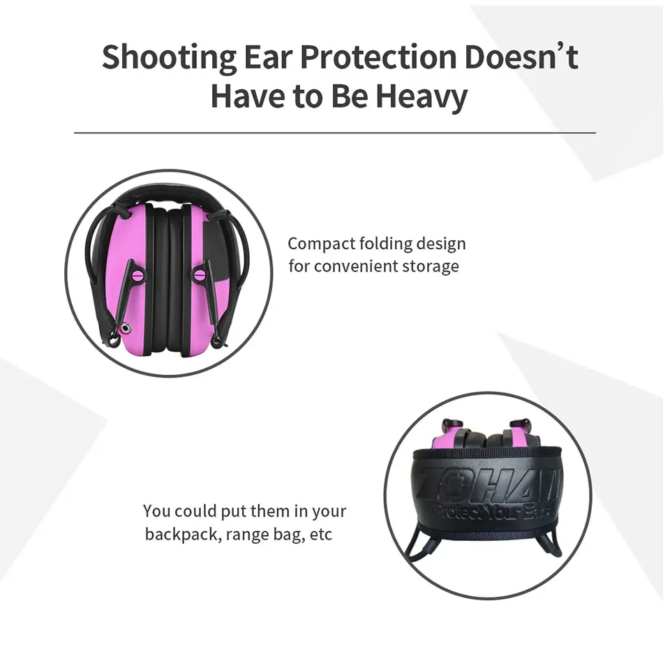 Proteção auditiva eletrônica tiro Earmuffs para mulheres, caça protetora, anti-ruído fone de ouvido, orelha Muff, parte superior