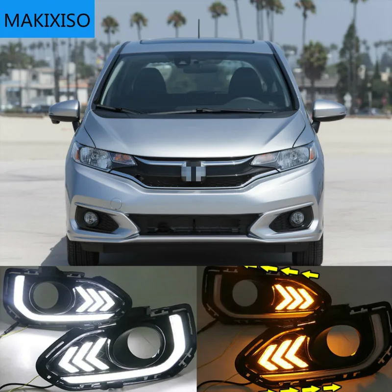 

2PCS LED Daytime Running Light For Honda Fit Jazz 2018 2019 2020 Car Accessories Waterproof 12V DRL LED Fog Lamp Decoration