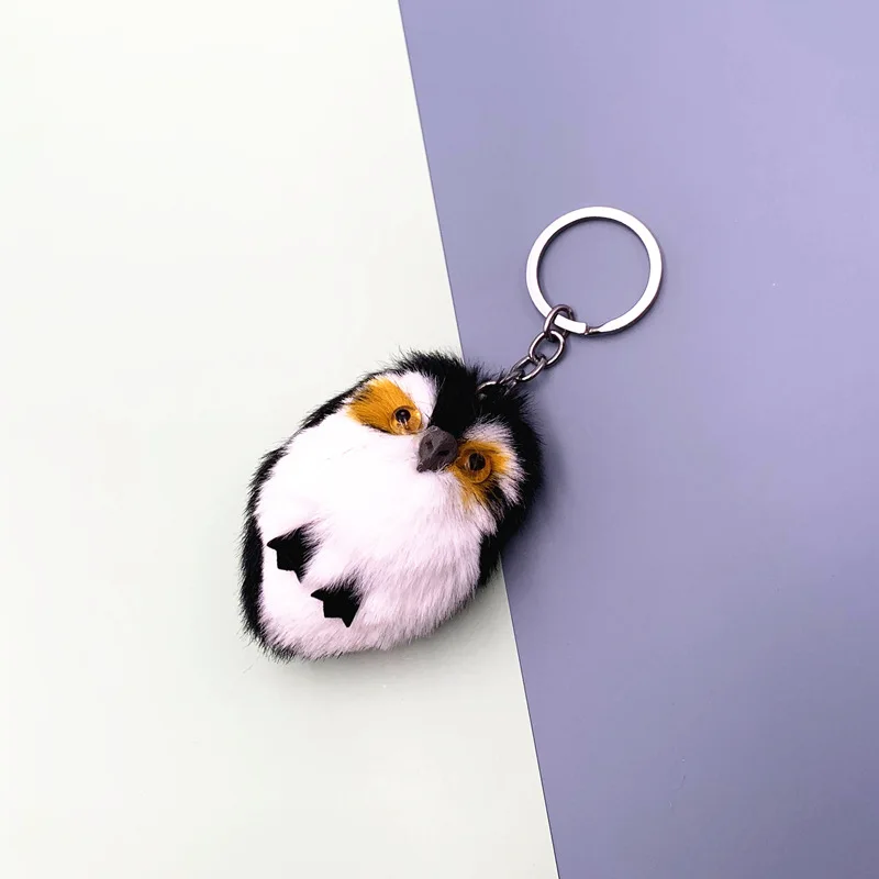 Fluffy Rabbit Fur Pompom Mini Owl Keychain For Women Cute Tiny Plush Owl On Bags Girls Jewelry Party Gift