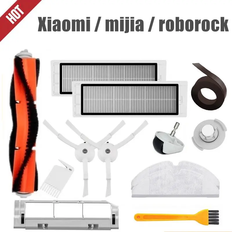 Panos mop molhado limpar filtro escova lateral rolo escova adequado para xiaomi roborock robô s50 s51 aspirador de pó peças reposição kits
