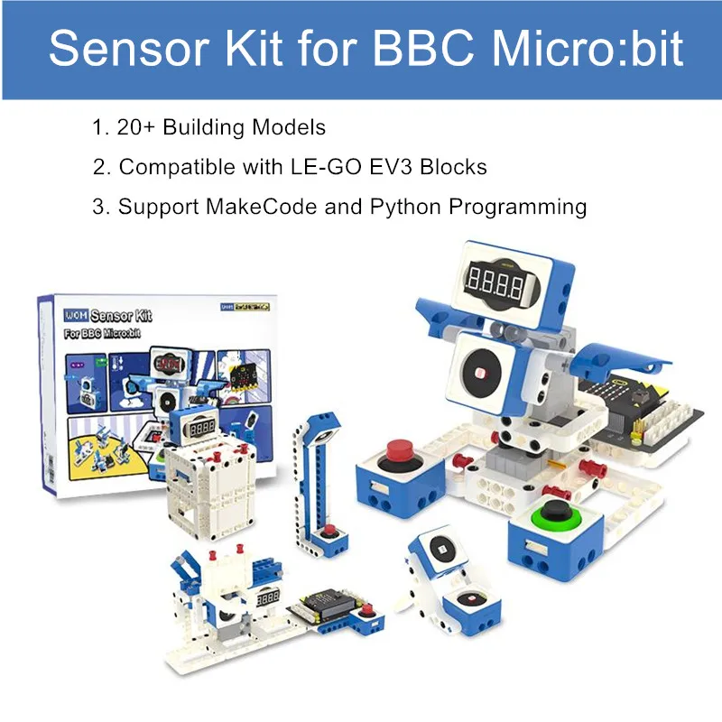 Yahboom World of Module Madecode Programming Robot Sensor Kit with 300+ Building Blocks for Micro:bit V2 Board for Child Gifts