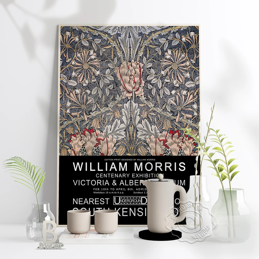 William Morris Victoria And Albert Museum Exhibition Poster, Repeating Patterns Of Plant Art Prints, Nordic Floral Home Decor