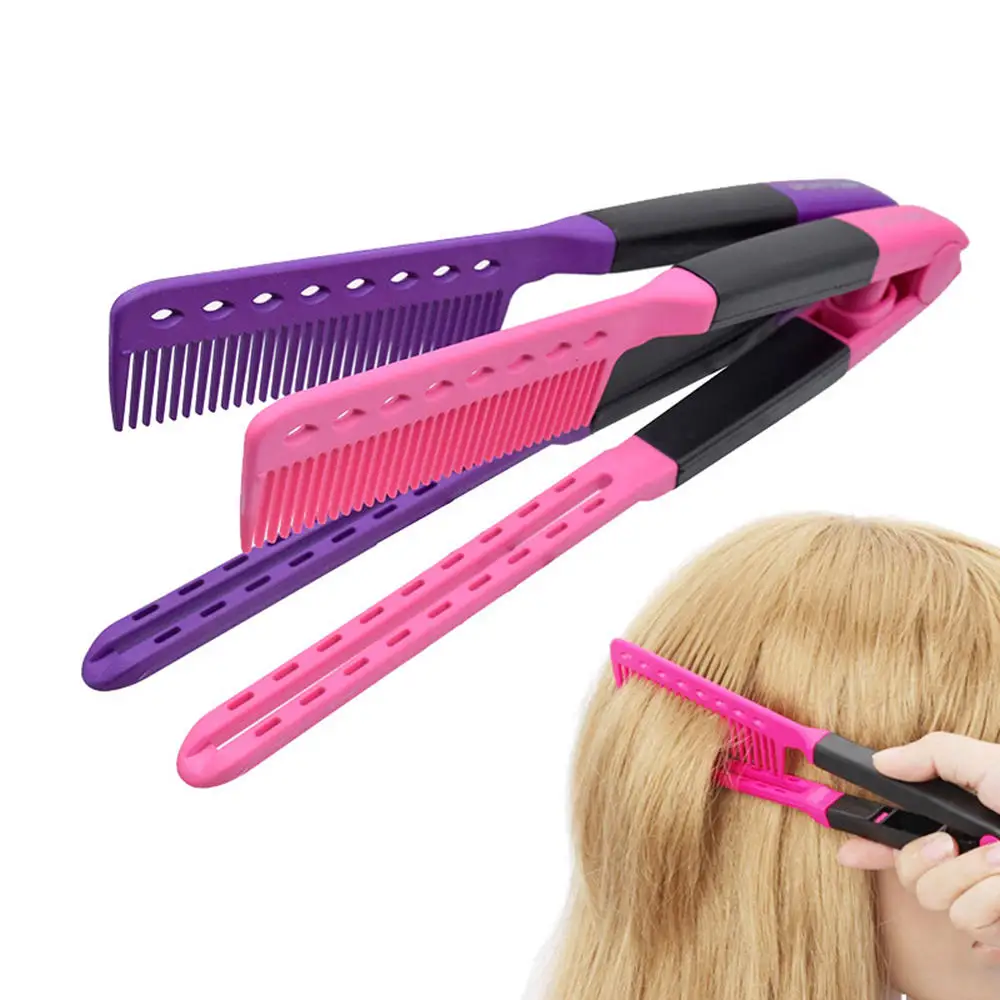 V Type Washable Folding Hair Straightener Comb DIY Salon Hairdressing Brush Styling Tool Accessories