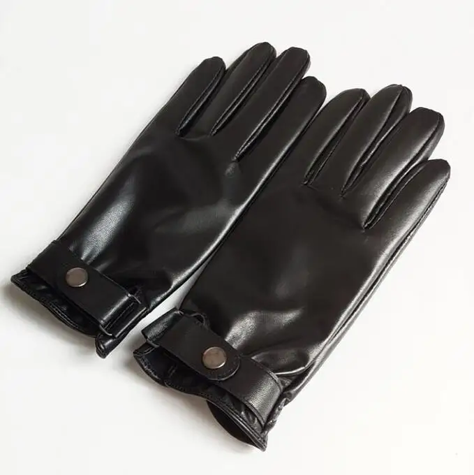 Men's autumn winter natural sheepskin leather fleece lining warm glove male genuine leather touch screen driving glove R2299