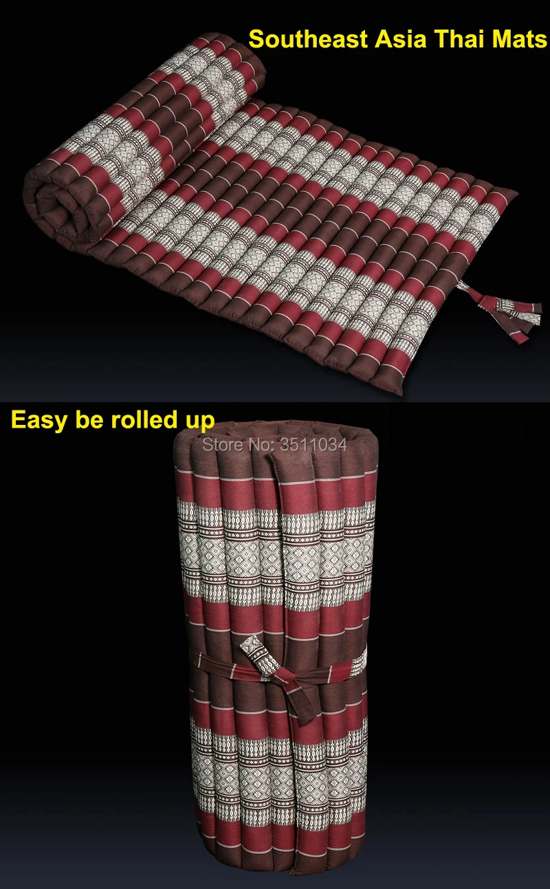 Southeast Asia Handmade Thai Mats 180x106x5cm Can Be Rolling 100% Kapok Filling Cushon 100% Kapok Filling Folding Mattress