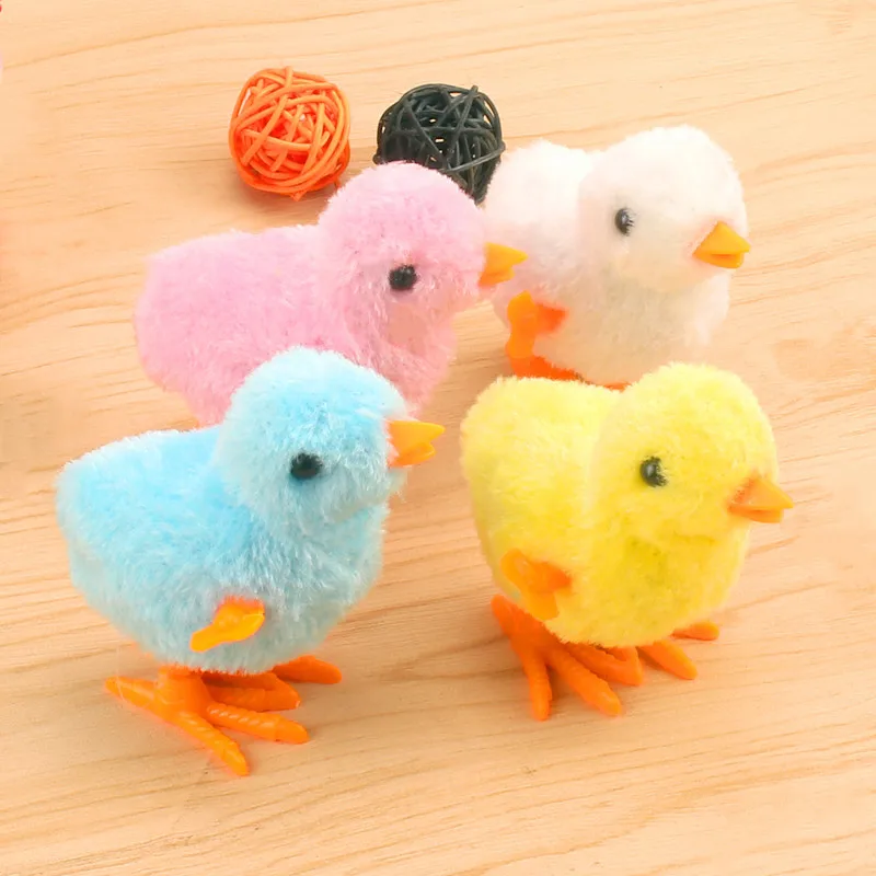 3PCS Windup Jumping Plush Chicks Clockwork Model Toy