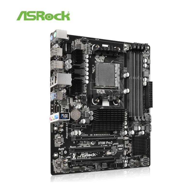 Imagem -02 - para Asrock 970m Pro3 Placa-mãe de Mesa 970 Soquete Am3 Mais Ddr3 para fx Phenom ii Atx Atx 32gb Atlo Original Usado