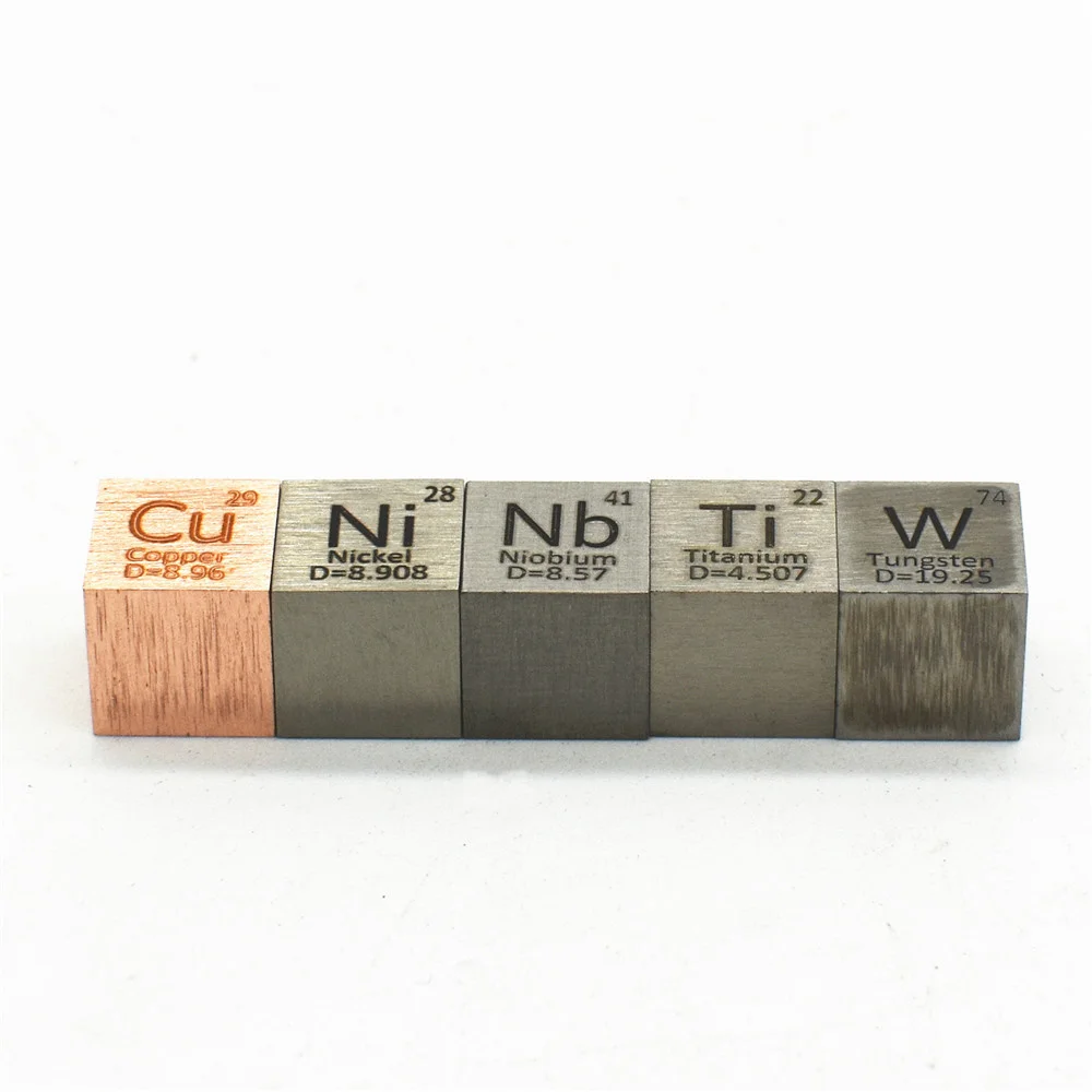 Elemental Cube 10Mm Metalen Kubus Van Niobium, Titanium, Nikkel, wolfraam En Koper Voor Periodieke Tafel Collectie En Cadeau Display