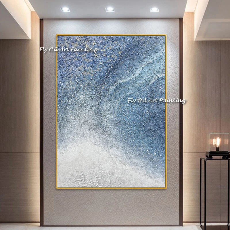 

Large Ocean Abstract 100% Handmade Oil painting Blue Ocean Abstract Sea Wave Canvas Sky Abstract Landscape Painting As A Gift