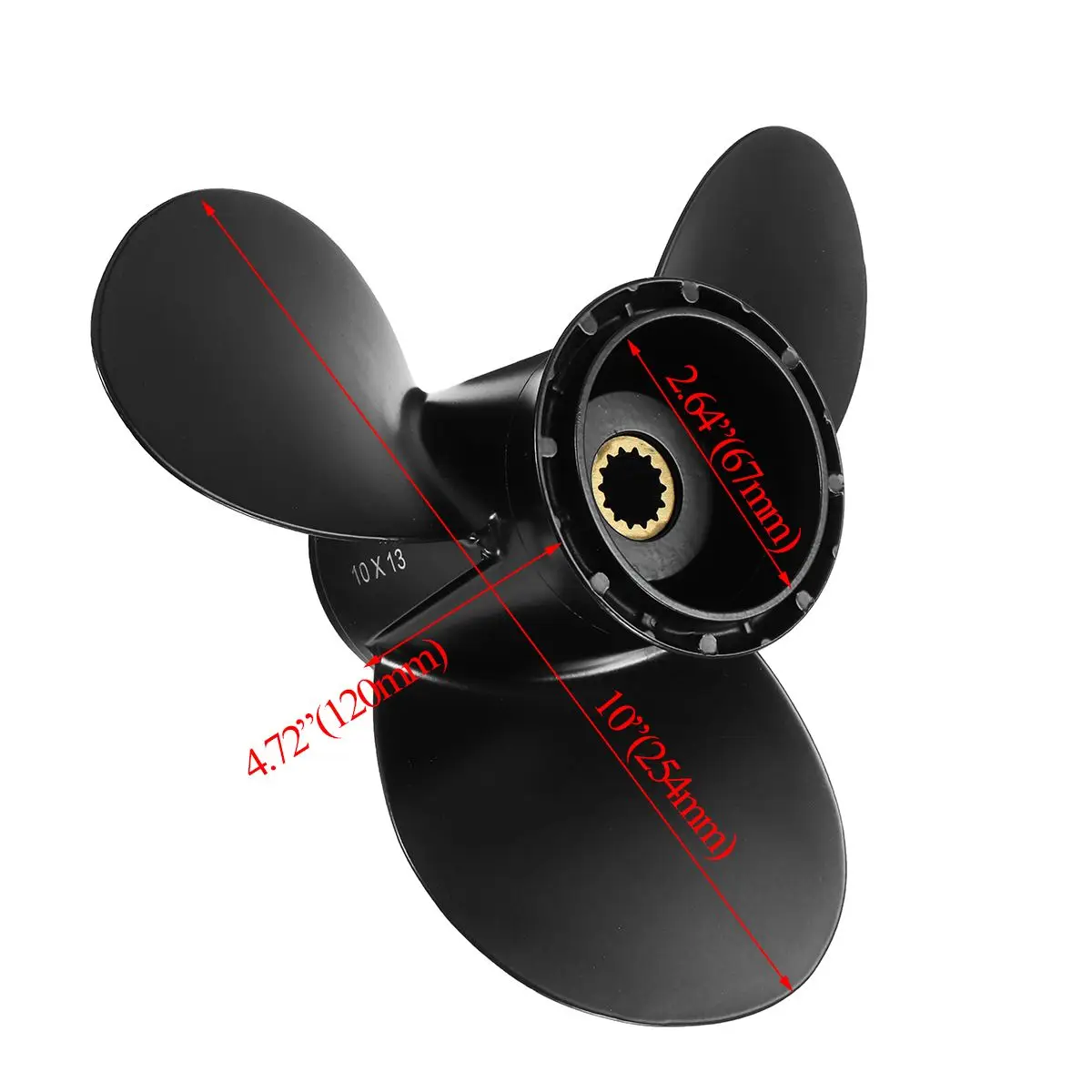 

For Evinrude Johnson 15-35HP 778863 / 175191 Aluminum Alloy 10 x 13 Marine Outboard Propeller 3 Blades 14 Spline Tooth Black