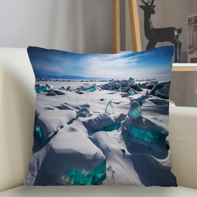 Musife Snow scene Pillowcase Custom Square Pillow Cover Case Zipper Pillowcase 35*35,40*40,45*45cm Drop Shipping