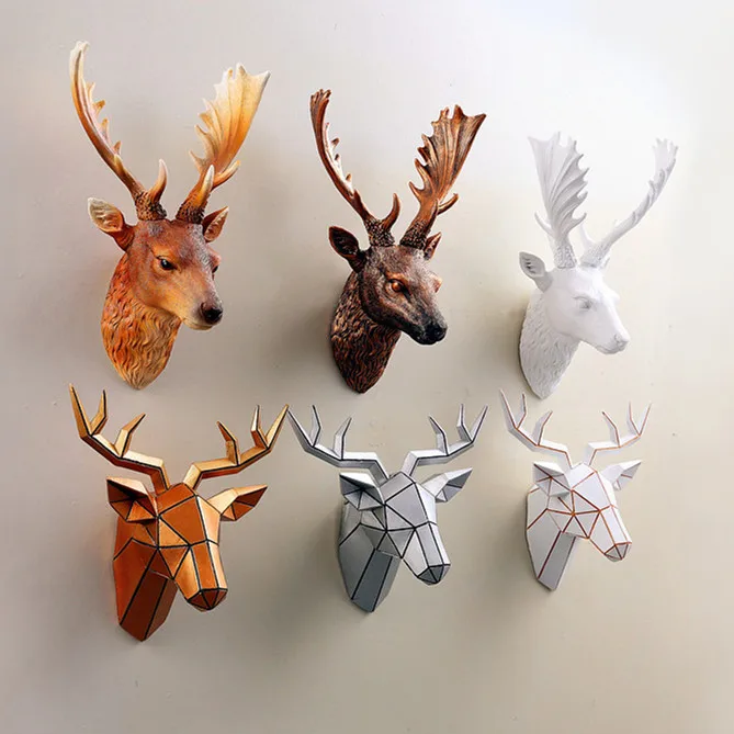 

AMERICAN CREATIVE SIMULATION DEER HEAD WALL-MOUNTED LIVING ROOM WALL DECORATION ANIMAL HEAD DECORATIVE PENDANT RETRO