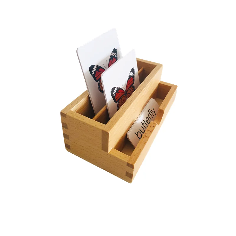 Montessori Language Materials Wood Card Sorting Tray Papers Stand Organization Containers Early Childhood Educational Equipment