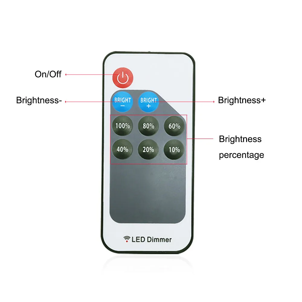 9 teclas LED controlador dimmer, DC, fio, RF, remoto para única cor tubo de néon, 2835, 5050, 5730, LED Strip Light, DC 5-24V