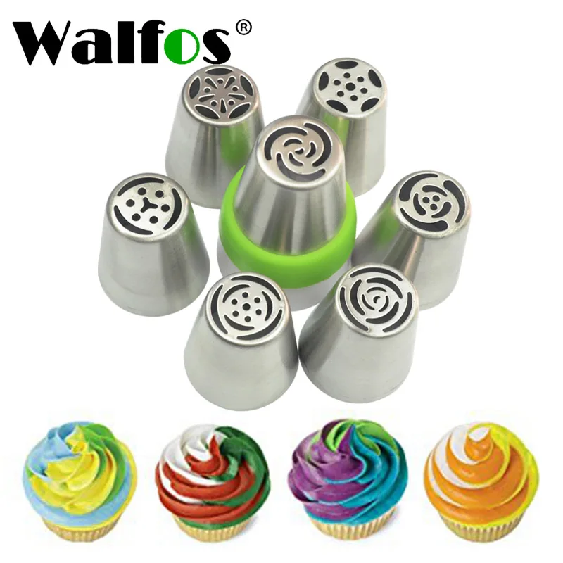 

WALFOS 7PCS Icing Piping Cream Nozzles Set Stainless Steel Russian Tulip Flower Cupcake Pastry Cream Tips Cake Decorating Tools