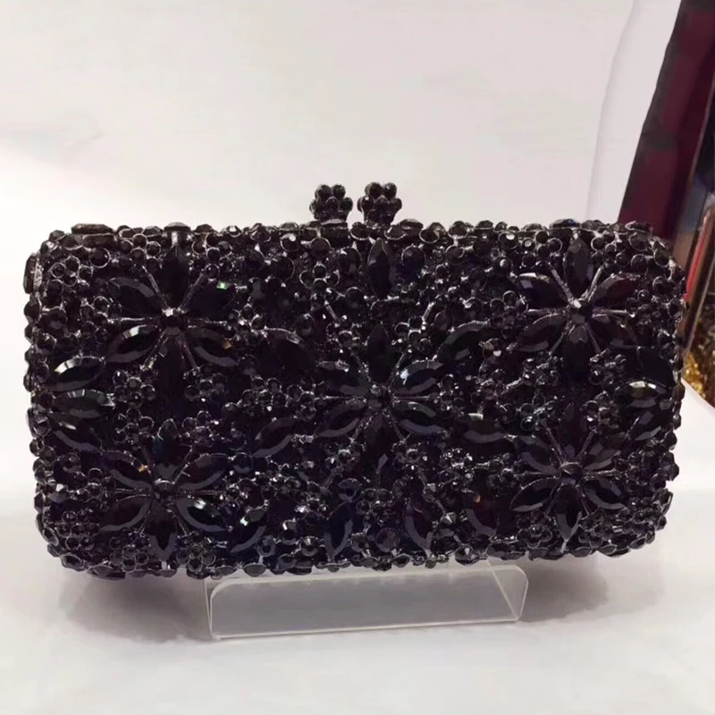 High Quality Black Rhinestone Handbags For Women Bags Designer Diamond Party Prom Clutches Fashion Small Phone Minaudiere Purse