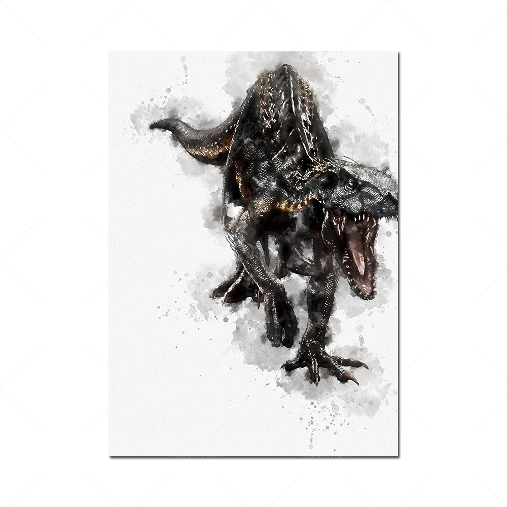 ensemble de 6 empreintes de dinosaure, ensemble de dinosaure aquarelle, affiche de dinosaures, aquarelle de dinosaure, art mur d