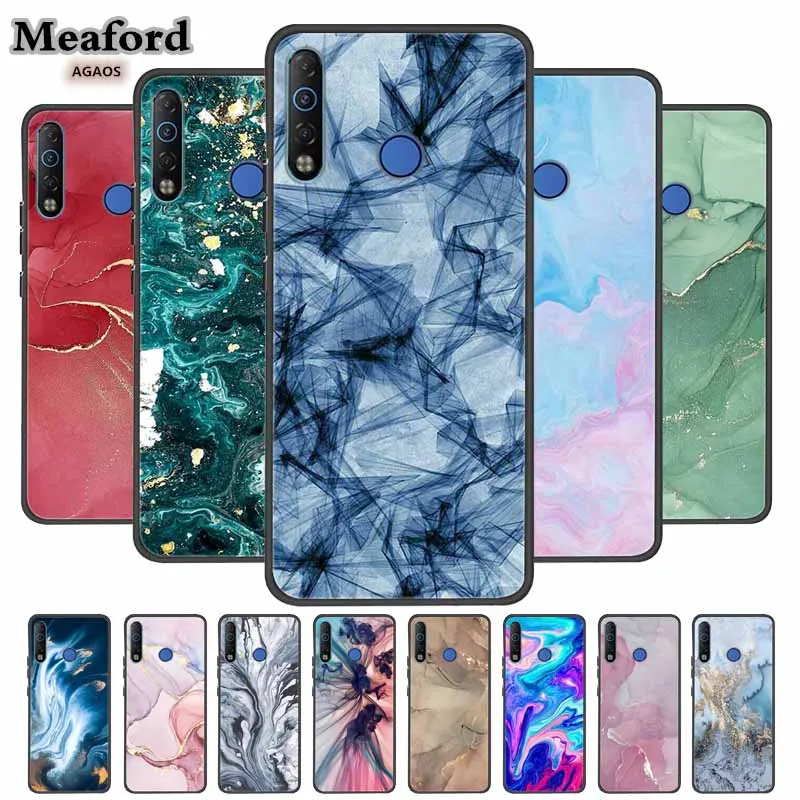 Coque arrière en silicone souple pour TECNO Spark 4, coque en marbre pour Patch No Camon 12 Air CC6