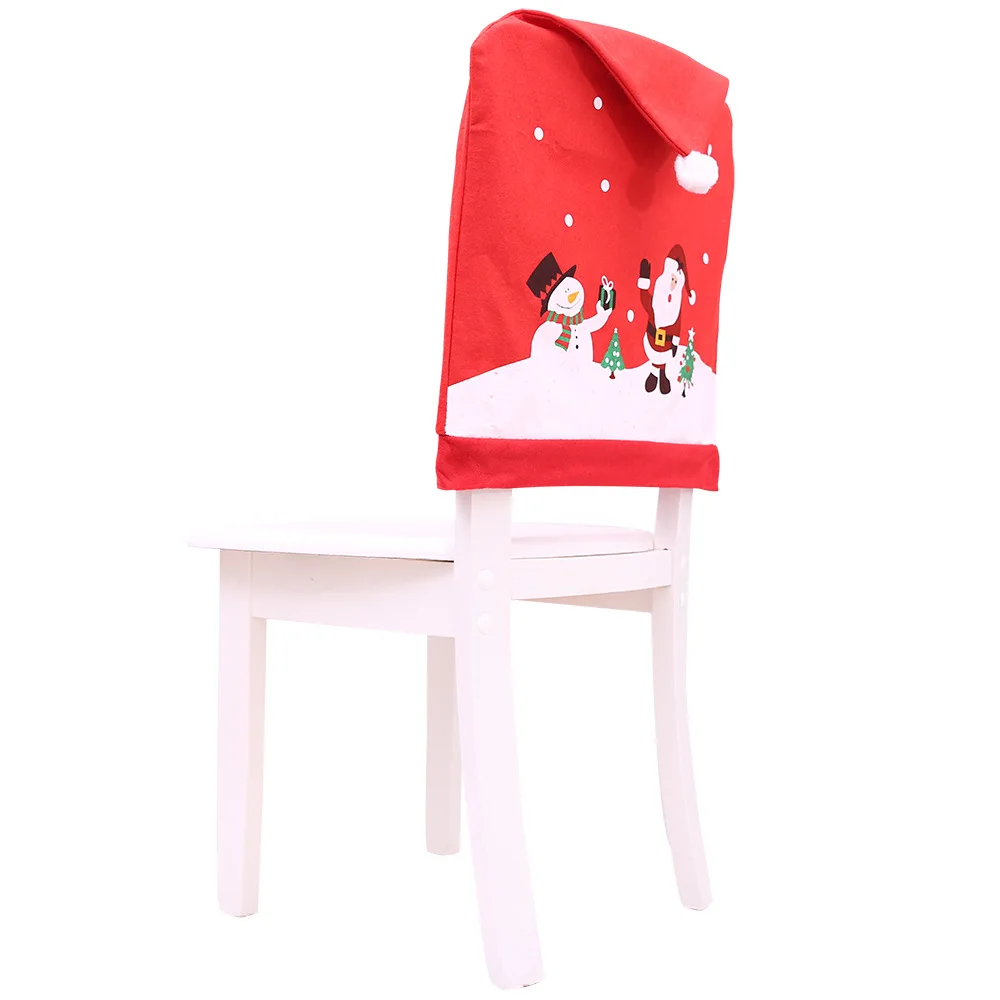 

4Pcs Christmas Chair Cover Dinner Table Red Santa Claus Hat Chair Back Cover Christmas Decoration Home Party Decor Supplies