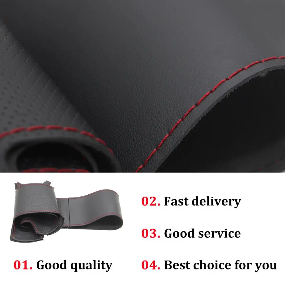 Hand-stitched Black Leather Car Steering Wheel Cover for Renault Megane 3 Scenic 3 Kangoo 2 Kangoo Maxi Samsung SM3