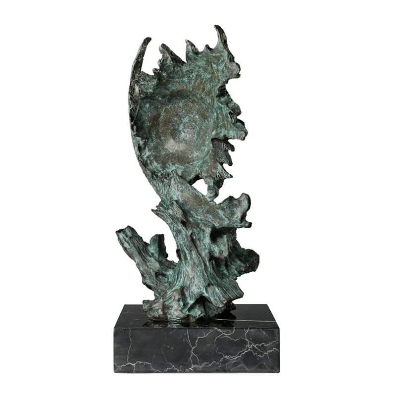 Eagle Head Statue Bronze Hawk Falcon Bust Sculpture Wildlife Animal Bird Figurine Green Office Desktop Decor Man Gifts view 4
