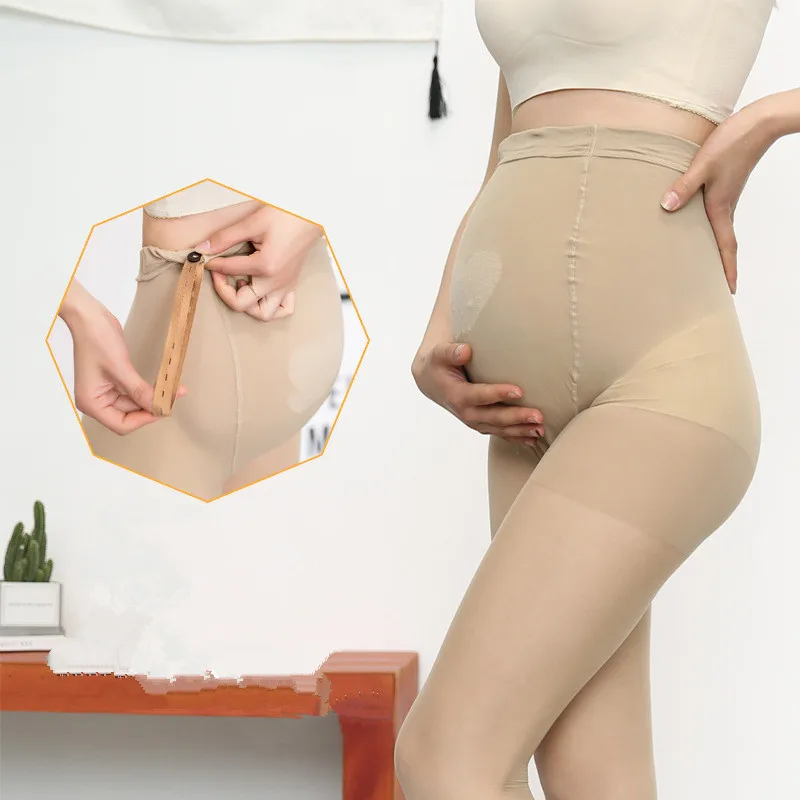 Meias femininas grávidas, barriga ajustável, meia-calça, pernas nuas artefato, anti-snagging, corte livre, seção fina respirável