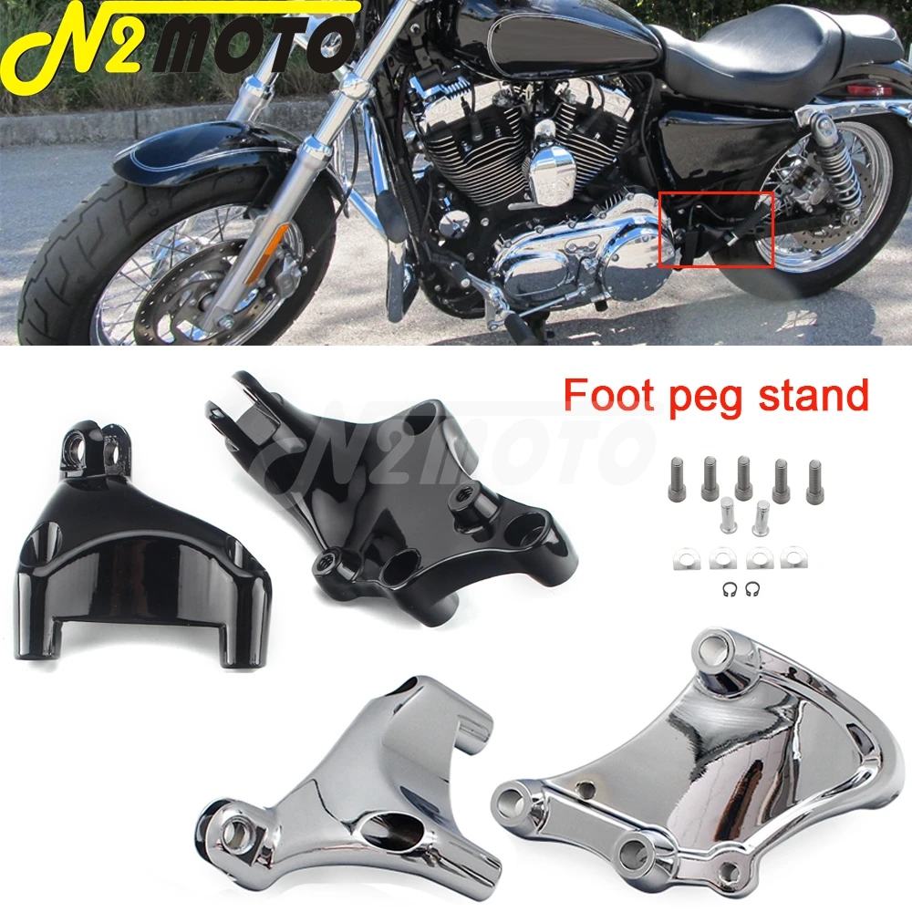 Motorcycle Rear Footrest Foot Peg Mount Bracket For Harley Sportster 1200 Custom XL1200C Iron 883 XL883N SuperLow XL 1200T 48 72