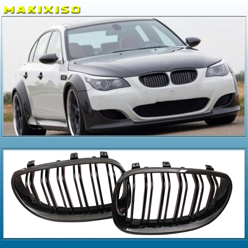 

Gloss Black M-Color Front Kidney Grill Grille for 2003-2010 BMW E60 E61 5 Series