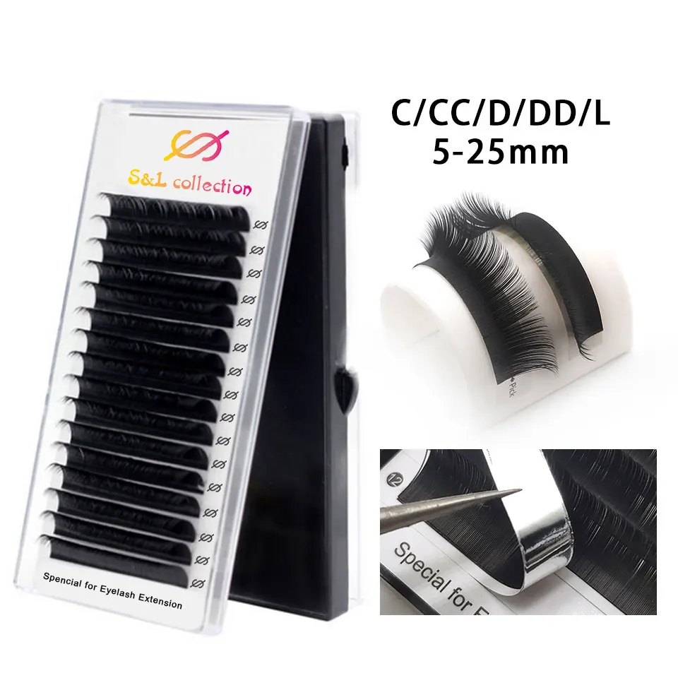 

16Rows Faux mink individual eyelash lashes maquiagem cilios for professionals soft mink eyelash extension free logo wholesale