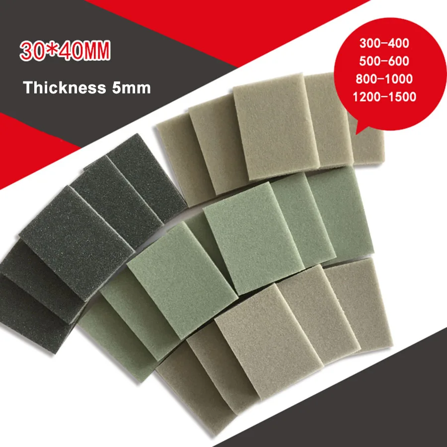 10/20Pcs 30X40Mm Square Sponge Amplas 300-3000 Pasir Baik Poles Amplas Kertas Amplas alat Kualitas Tinggi Amplas