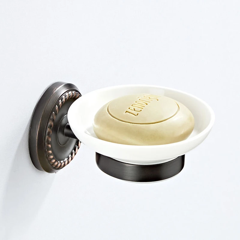 New Brass Black Ancient Soap Dish Kitchen and Bathroom Shelf Hardware Pendant Ceramic Round/Voal Single Dish Wall Mount