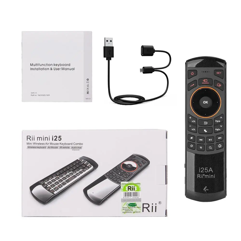 Rii i25A 2.4G Mini Wireless Keyboard Universal Air Mouse Remote Control With Earphone Jack For Smart TV Android TV Box Fire TV