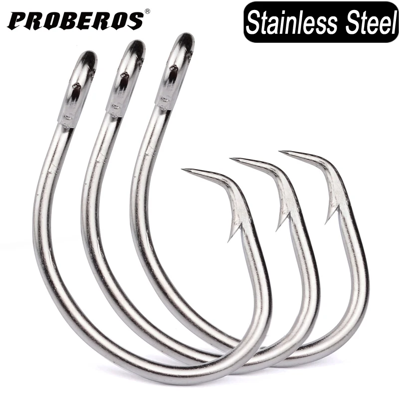 PROBEROS 5Pcs/lot Saltwater Fishing Hooks Circle Hooks 11/0-12/0-13/0-14/0-15/0-16/0# Stainless Steel Jigging Fishhooks