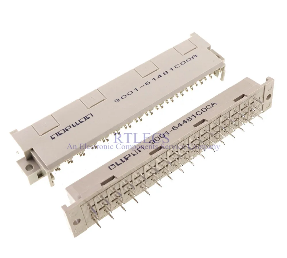 2pcs 5.08mm DIN 41612 Header Connector 3 Rows 48 Positions Male Pins Right Angle Through Hole PCB Solder 3x16