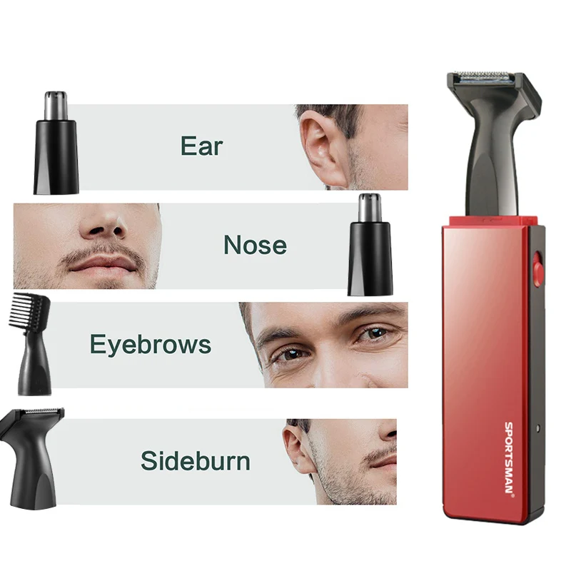 SPORTSMAN 3 in 1 Electric Nose Hair Trimmer Rechargeable Beard Trimmer Eyebrow Shaver for Men Hair Cutter Facial Beauty Kit Tool