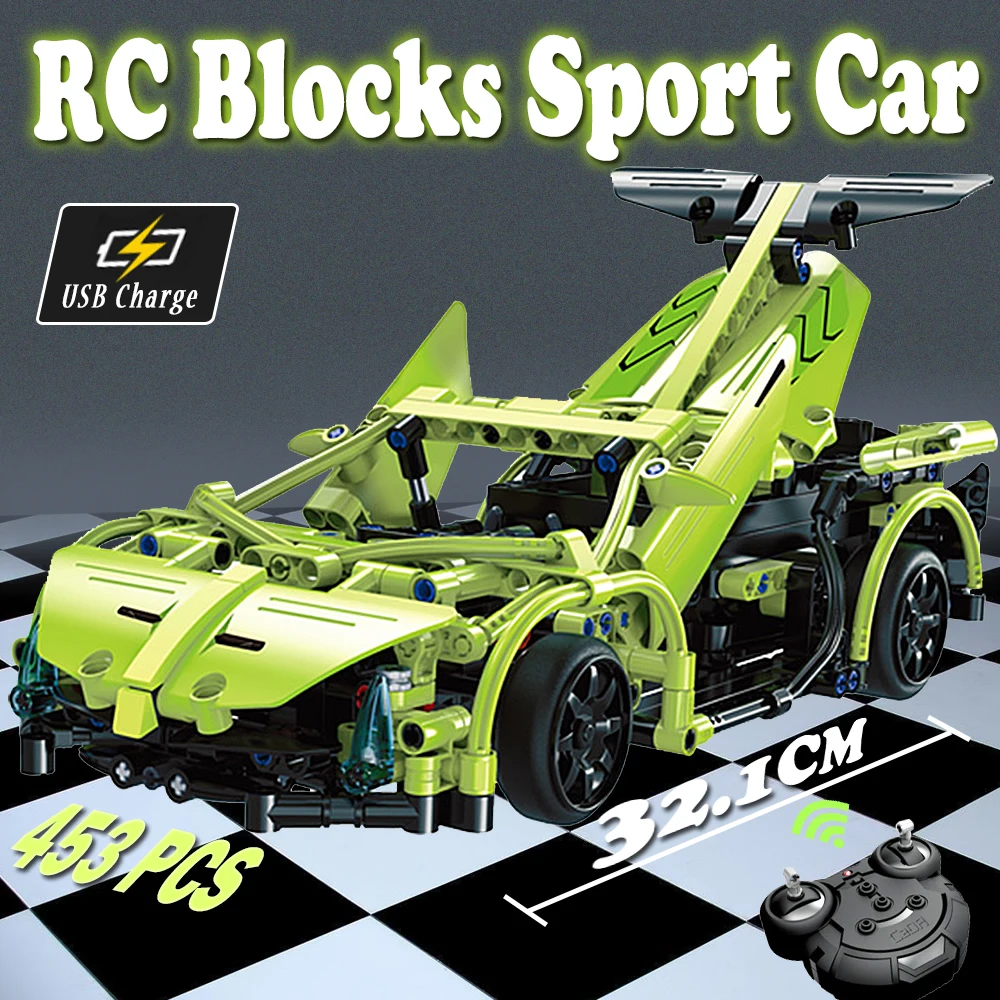 

453 blocks Technic Series RC Car Building Blocks Sets Remote Control Sportscar Building Blocks RC Car Toys Compatible Legoingly